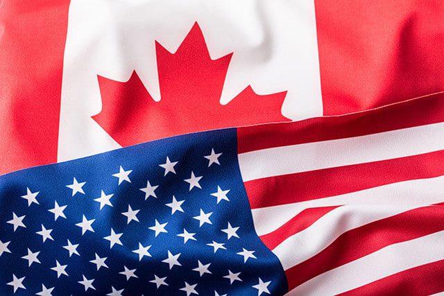 U.S. and Canada flags