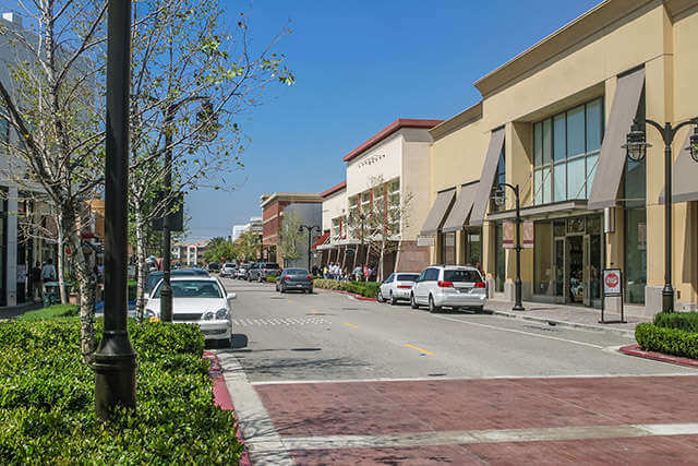 shot of a strip mall street