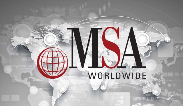 MSA Worldwide overlaid over a world map